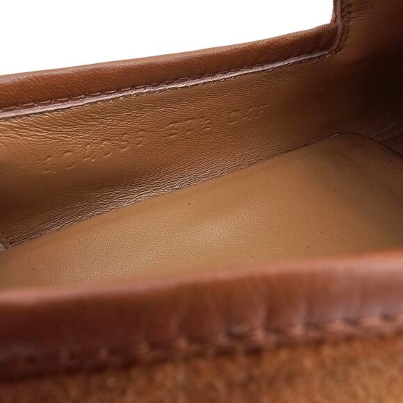 Gucci Jordaan Horsebit Flat Slip On Loafer Brown Suede Gold Size 37.5 US 7.5 - Picture 8 of 10